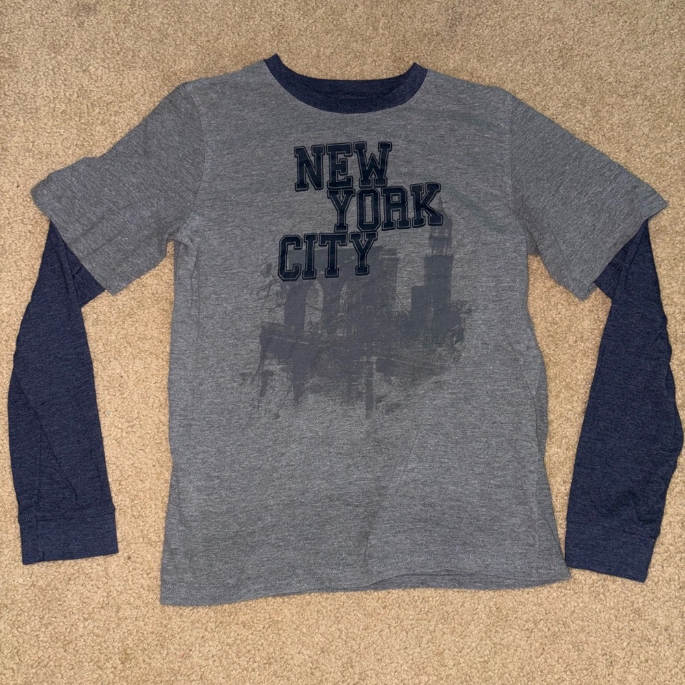 Urban Pipeline Gray and Blue Long Sleeve Tee